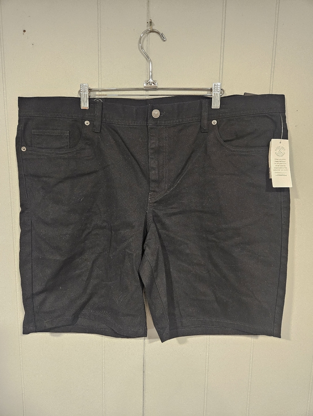 Treasure & Bond Mens 42W Slim Fit Flat Front Black Shorts Cotton Blend NWT